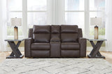 Lavenhorne Granite Faux Leather Reclining Loveseat With Console