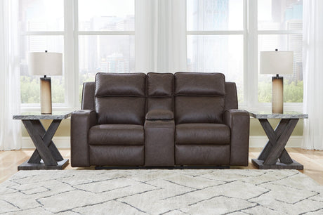 Lavenhorne Granite Faux Leather Reclining Loveseat With Console