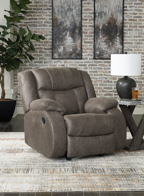 First Base Gunmetal Faux Leather Recliner
