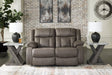 First Base Gunmetal Faux Leather Reclining Loveseat