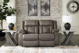 First Base Gunmetal Faux Leather Reclining Loveseat