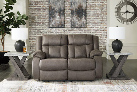 First Base Gunmetal Faux Leather Reclining Loveseat