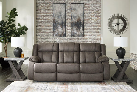 First Base Gunmetal Faux Leather Reclining Sofa