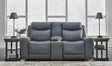 Mindanao Steel Leather Power Reclining Loveseat With Console
