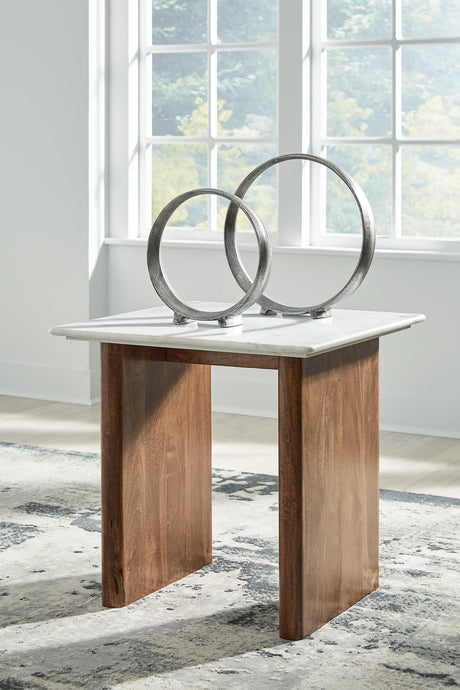 Isanti Light Brown White End Table