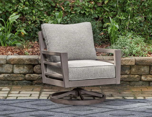 Hillside Barn Gray Brown Outdoor Swivel Lounge With Cushion
