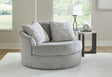 Casselbury Cement Velvet Oversized Swivel Accent Chair