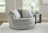 Casselbury Cement Velvet Oversized Swivel Accent Chair