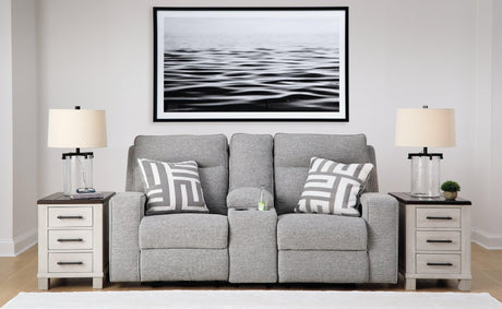 Biscoe Pewter Textured,nuvella® Power Reclining Loveseat