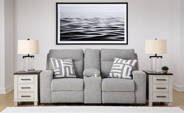 Biscoe Pewter Textured,nuvella® Power Reclining Loveseat