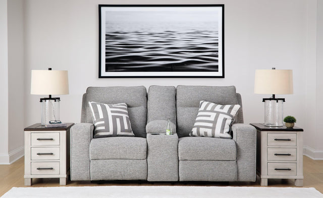 Biscoe Pewter Textured,nuvella® Power Reclining Loveseat