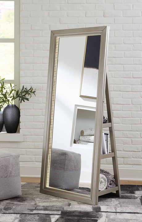 Evesen Champagne Floor Standing Mirror With Storage