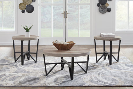 Deanlee Grayish Brown Black Table (Set of 3)