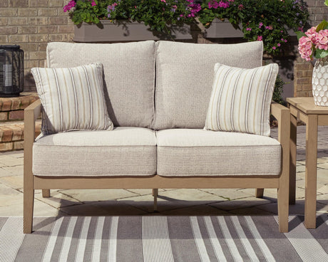 Hallow Creek Driftwood Outdoor Loveseat With Cushion