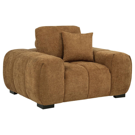 Octavia Fabric Upholstered Track Arm Accent Chair Amber