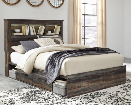 Drystan Multi Queen Bookcase Bed With 2 Storage Drawers