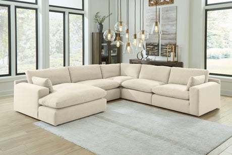 Elyza Linen Chenille 5-Piece Sectional With Chaise