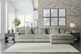 Lindyn Fog Velvet 3-Piece Sectional With Chaise