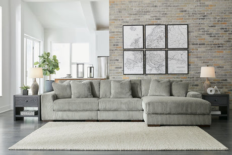 Lindyn Fog Velvet 3-Piece Sectional With Chaise