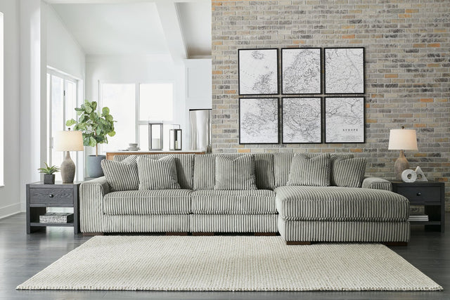 Lindyn Fog Velvet 3-Piece Sectional With Chaise