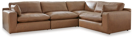 Emilia Caramel Leather 4-Piece Sectional