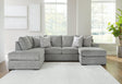 Casselbury Cement Velvet 2-Piece Sectional With Chaise