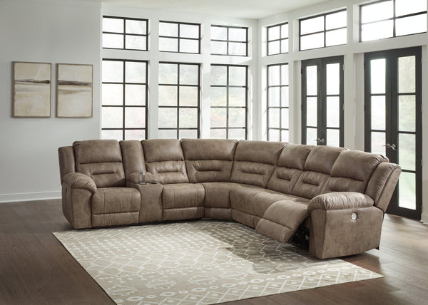 Ravenel Fossil Faux Leather 4-Piece Power Reclining Sectional