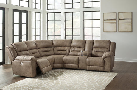 Ravenel Fossil Faux Leather 3-Piece Power Reclining Sectional