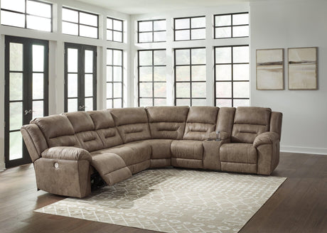 Ravenel Fossil Faux Leather 4-Piece Power Reclining Sectional