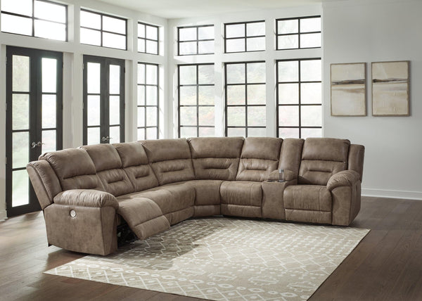 Ravenel Fossil Faux Leather 4-Piece Power Reclining Sectional