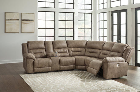 Ravenel Fossil Faux Leather 3-Piece Power Reclining Sectional