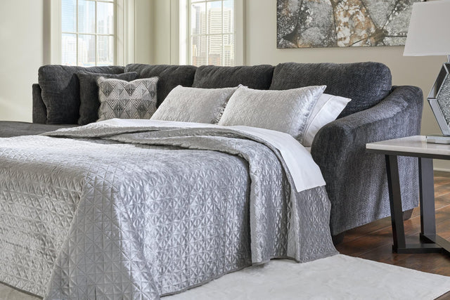 Biddeford Ebony Velvet 2-Piece Sleeper Sectional With Chaise