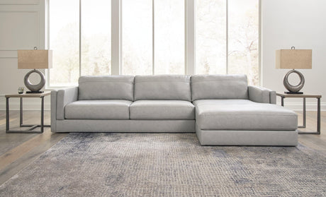 Amiata Glacier Leather 2-Piece Sectional With Chaise