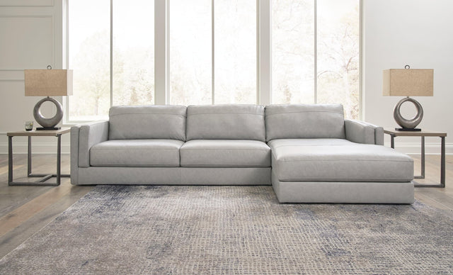 Amiata Glacier Leather 2-Piece Sectional With Chaise