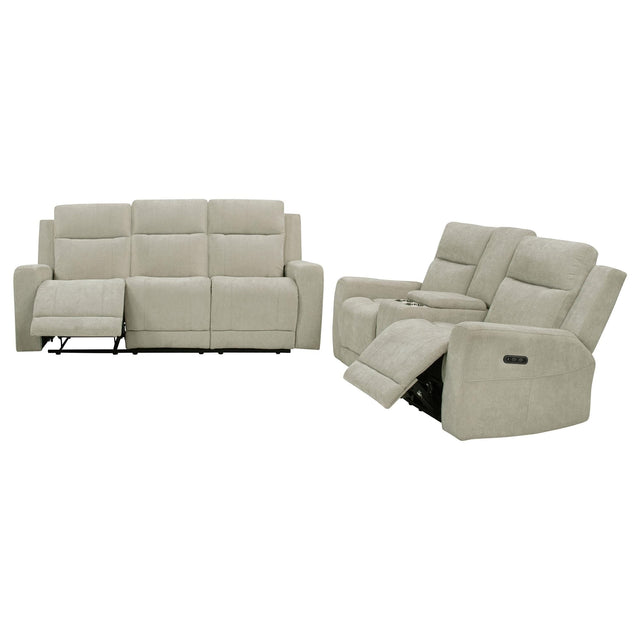 Kennett 2-piece Chenille Power Reclining Sofa Set Ivory