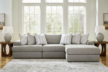 Avaliyah Ash Chenille 3-Piece Sectional With Chaise