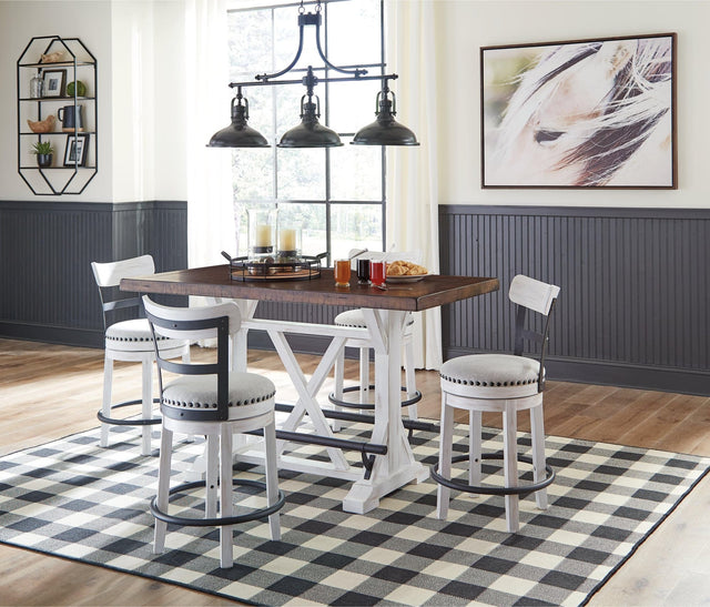 Valebeck White Counter Height Dining Table And 4 Barstools - Ella Furniture