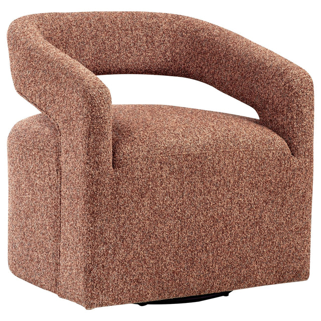 Westhill Boucle Upholstered Swivel Accent Chair Berry