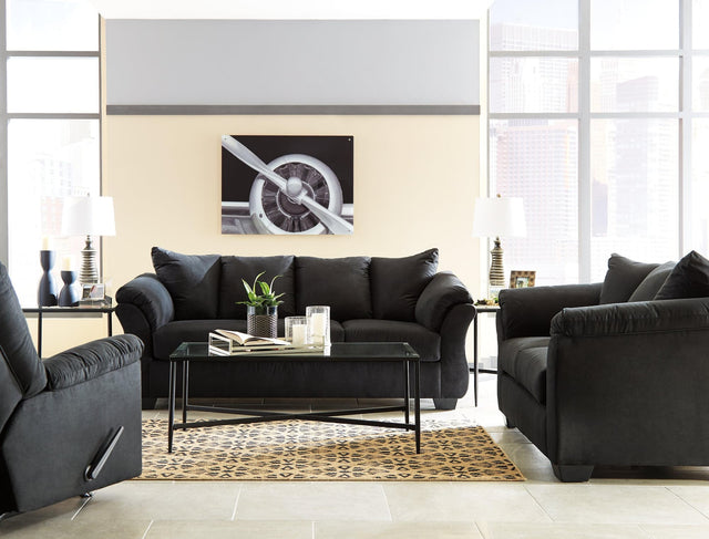 Darcy Black Sofa, Loveseat And Recliner - Ella Furniture