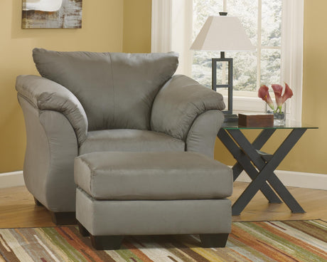 Darcy Cobblestone Chair And Ottoman - Ella Furniture