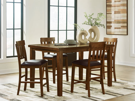Ralene Medium Brown Counter Height Dining Table And 4 Barstools