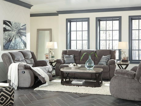 Tulen Gray Sofa, Loveseat And Recliner - Ella Furniture
