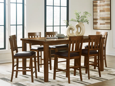Ralene Medium Brown Counter Height Dining Table And 6 Barstools