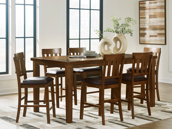 Ralene Medium Brown Counter Height Dining Table And 6 Barstools