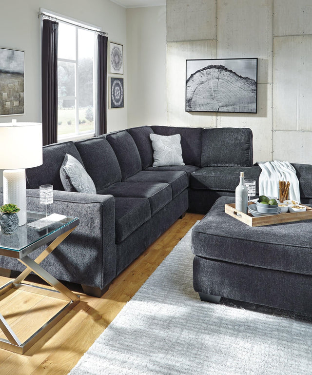 Altari Slate 2-Piece Sectional With Ottoman - Ella Furniture