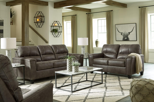 Navi Smoke Sofa, Loveseat And Recliner - Ella Furniture
