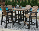 Fairen Black/driftwood Trail Outdoor Bar Table And 4 Barstools - Ella Furniture