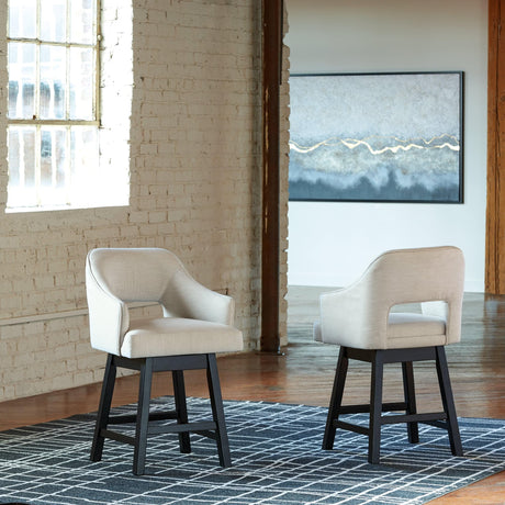 Tallenger Linen/brown 2-Piece Bar Stool - Ella Furniture