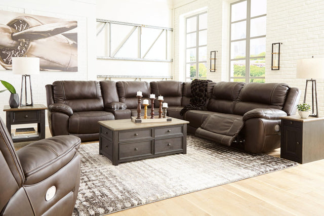 Dunleith Chocolate 6-Piece Sectional With Recliner - Ella Furniture
