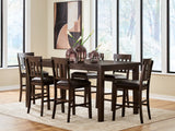 Haddigan Dark Brown Counter Height Dining Table And 6 Barstools